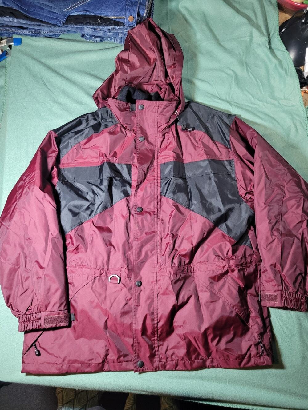 Baru Sports Men's Red Coat Hooded Parka with Fleece Removable Lining Size XL